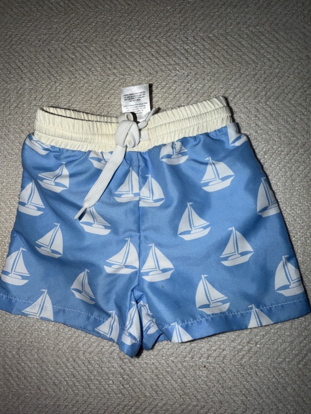 Kids Blue Sailboat One-Piece Swim Suit